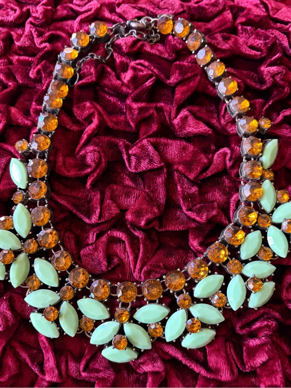 Statement Mint & Amber Crystal Bib Necklace